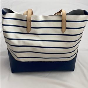 Jcrew Downing Tote in navy/white stripe
